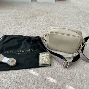 NEW Elie Beaumont London Crossbody Bag in Stone with 3 straps!